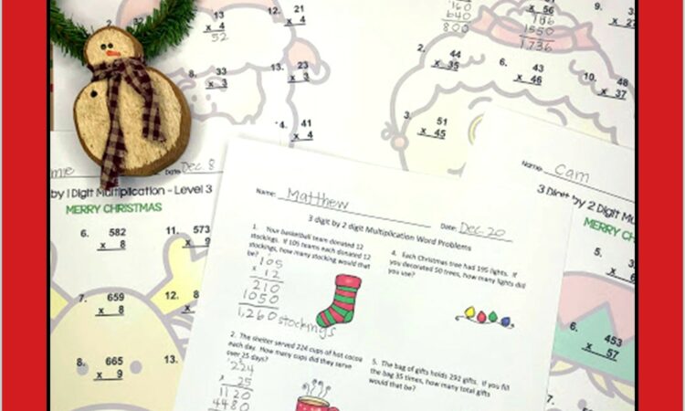 Math Word Problems Christmas Worksheets