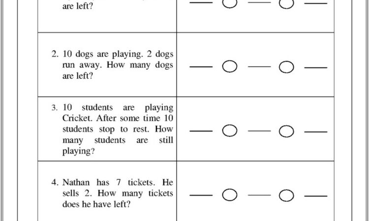 Math Word Problems Worksheet For 1st Grade