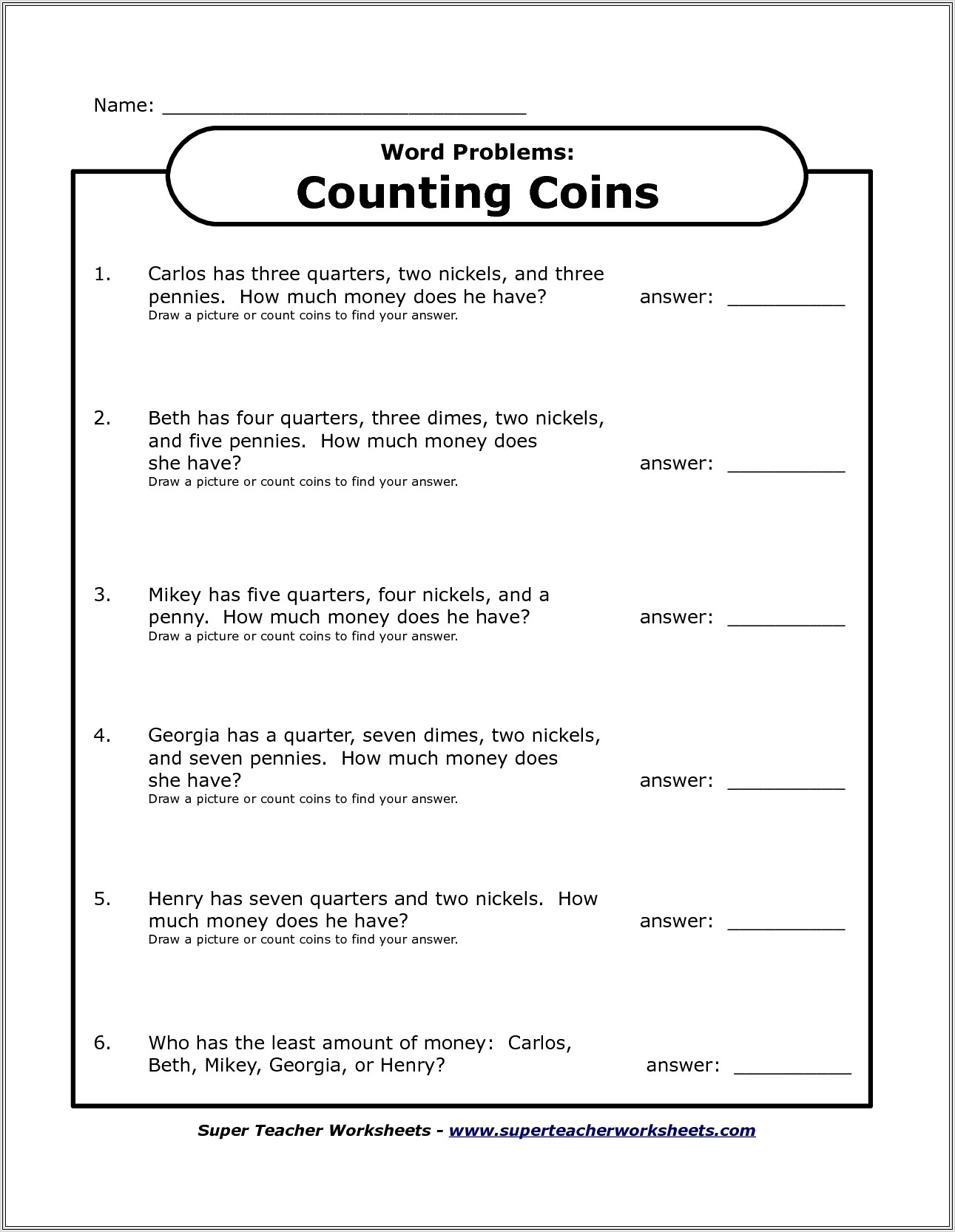 Math Word Problems Worksheet For 5th Grade