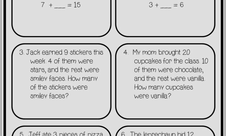 Math Word Problems Worksheets 1st Grade