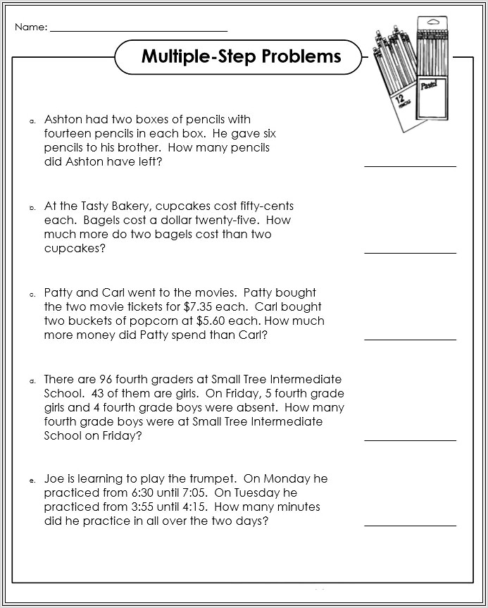 Math Word Problems Worksheets 3rd Grade