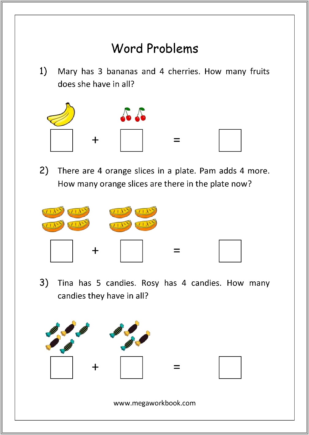 Math Word Problems Worksheets Addition And Subtraction
