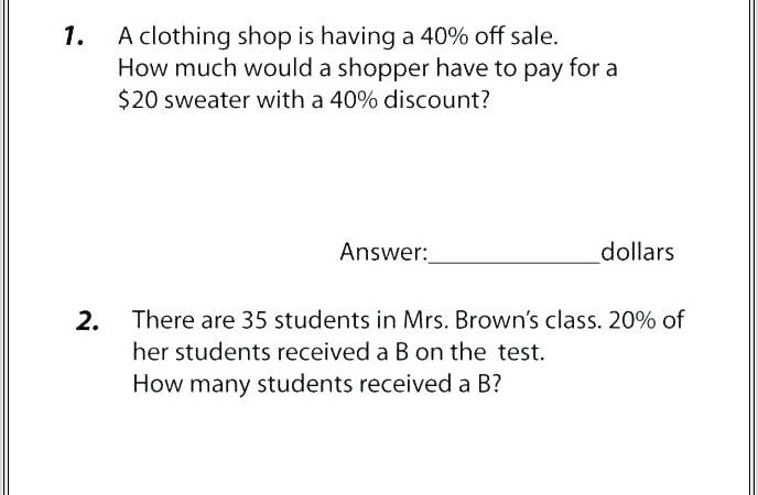 Math Word Problems Worksheets And Answers