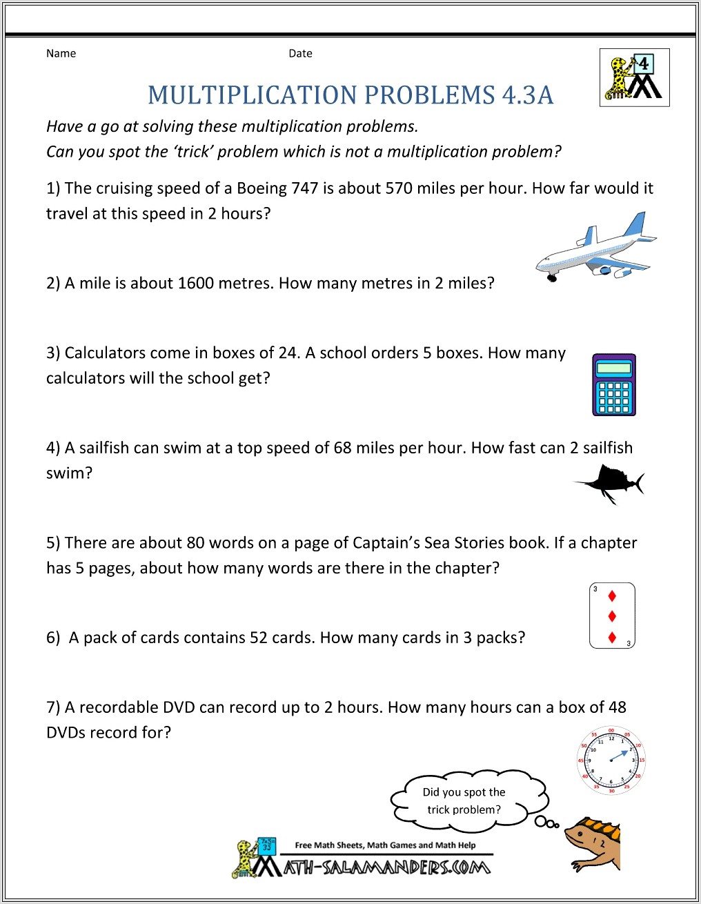 Math Word Problems Worksheets Multiplication