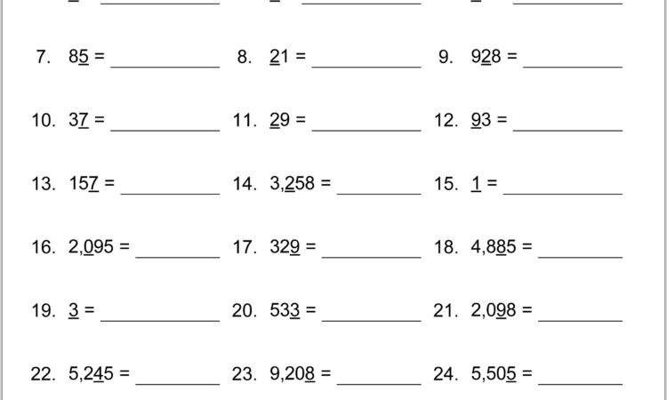 Math Worksheet 4th Grade Place Value