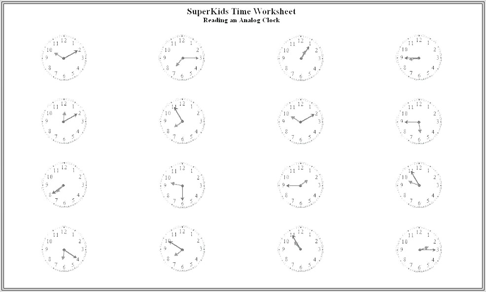 Math Worksheet About Time
