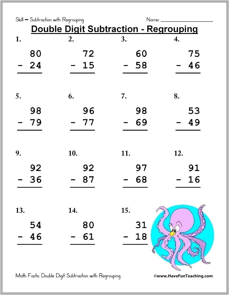 Math Worksheet Addition And Subtraction With Regrouping