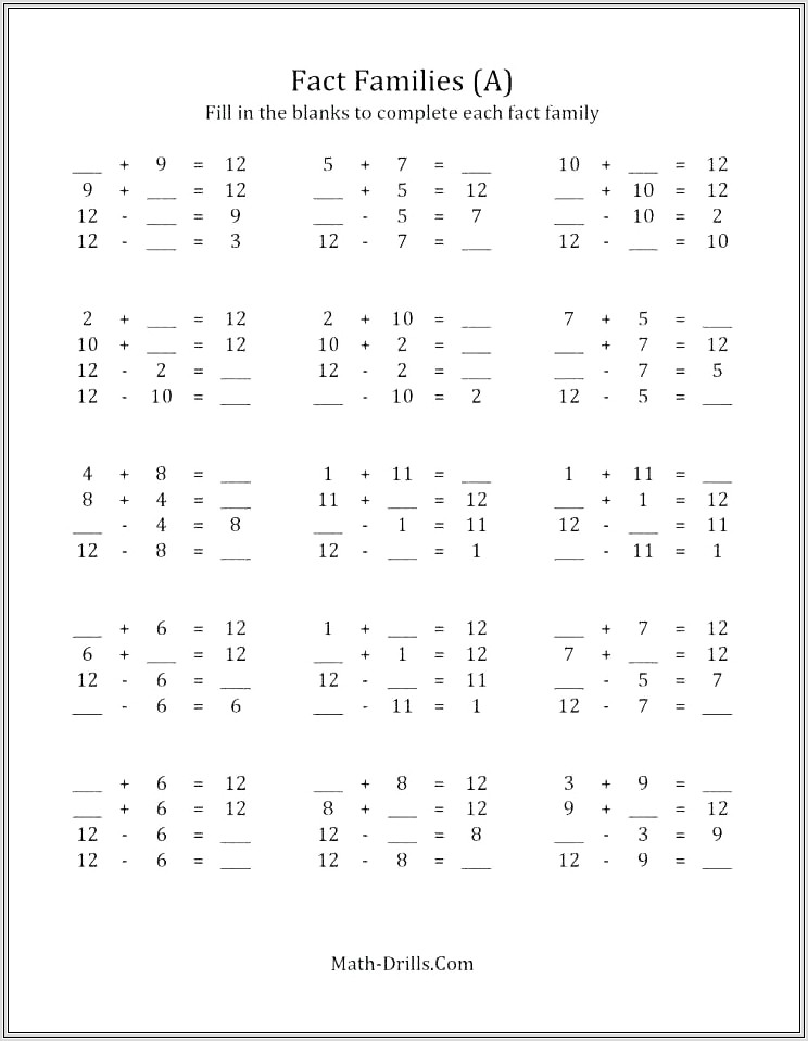 Math Worksheet Addition And Subtraction