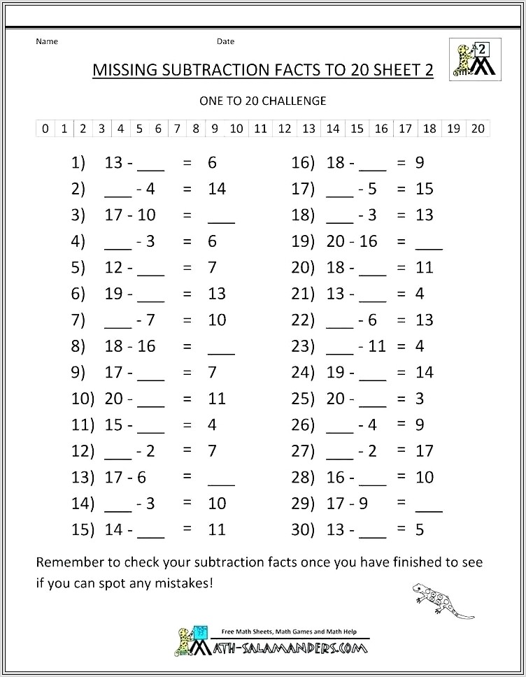 Math Worksheet Addition Up To 20