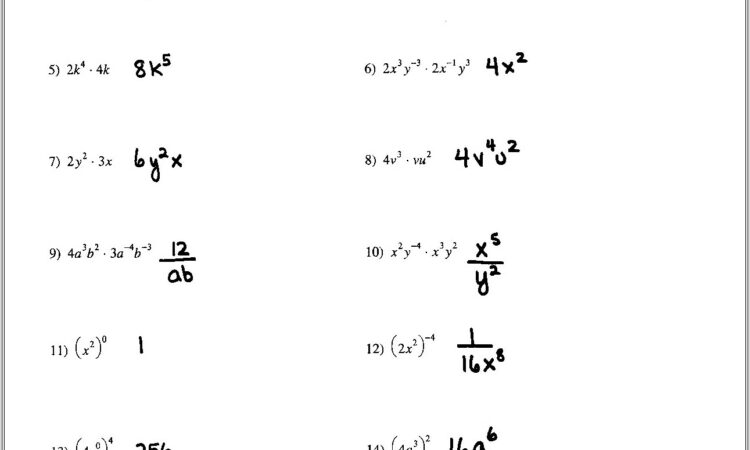 Math Worksheet Exponents Grade 9