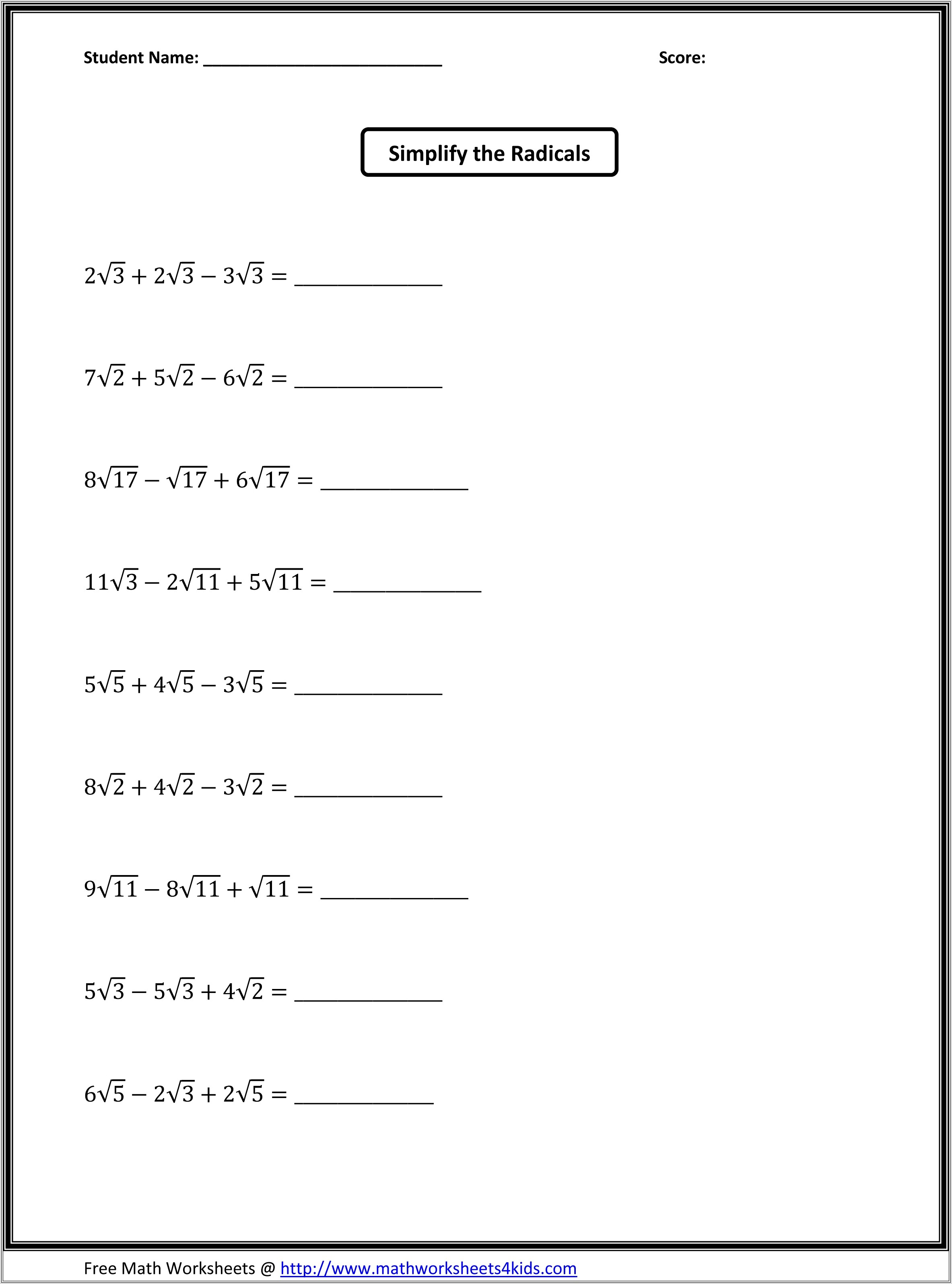 Math Worksheet For 7th Grade