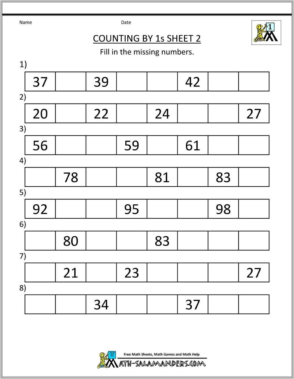 Math Worksheet For Grade 2