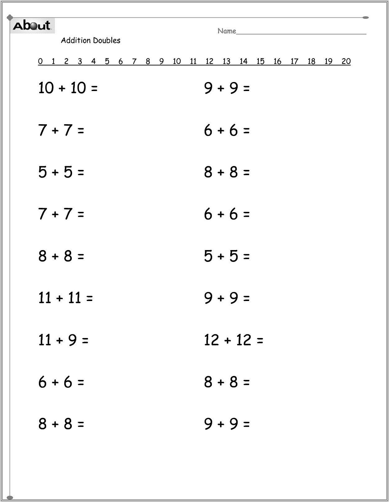 Math Worksheet For Kindergarten Pdf