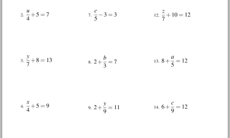 Math Worksheet Generator Linear Equations