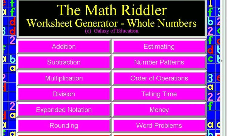 Math Worksheet Generator Numbers