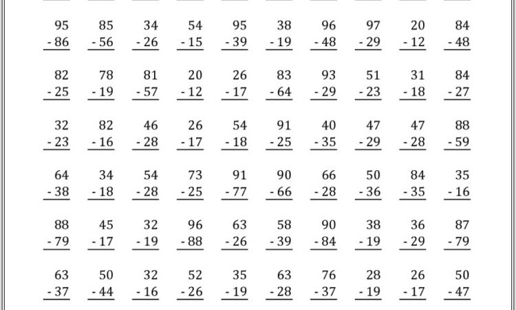 Math Worksheet Generator Subtraction With Regrouping