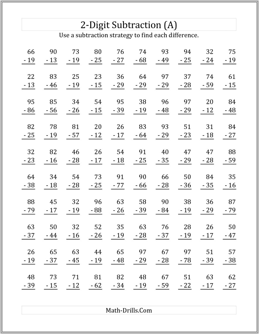 Math Worksheet Generator Subtraction With Regrouping