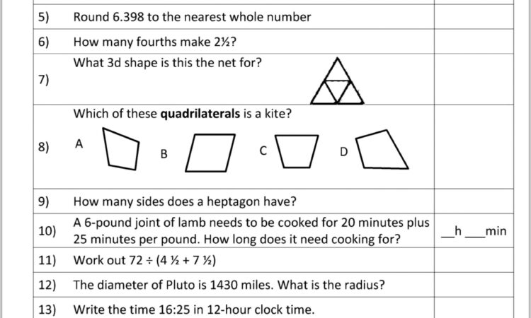 Math Worksheet Grade 4 Pdf