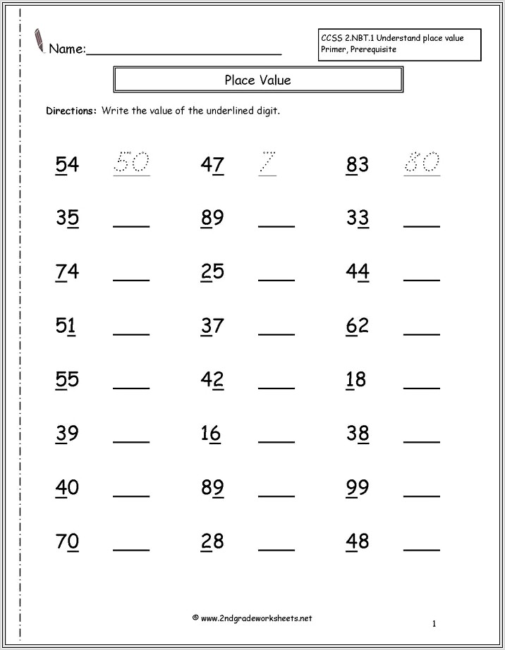 Math Worksheet Grade 4 Place Value