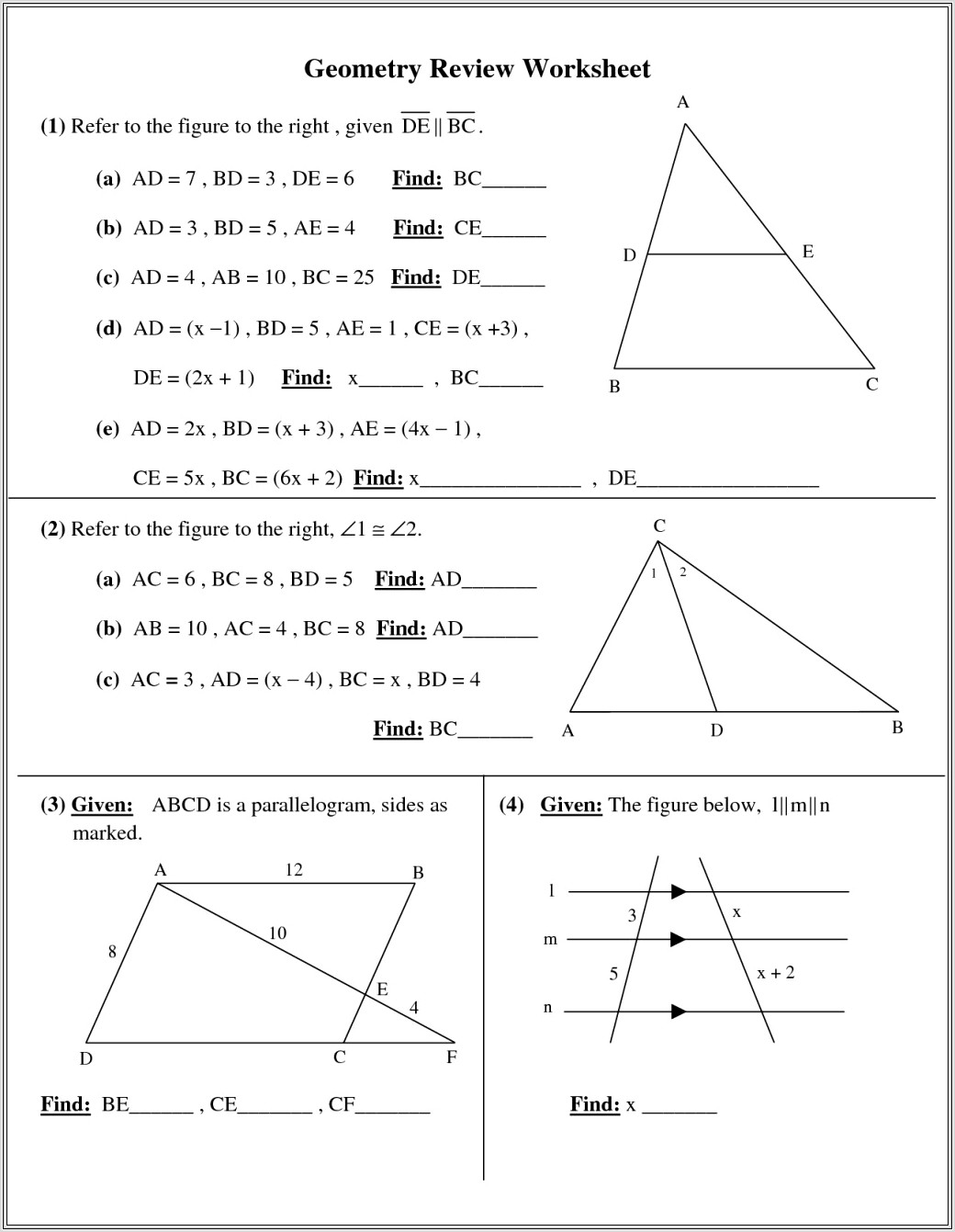 Math Worksheet High School