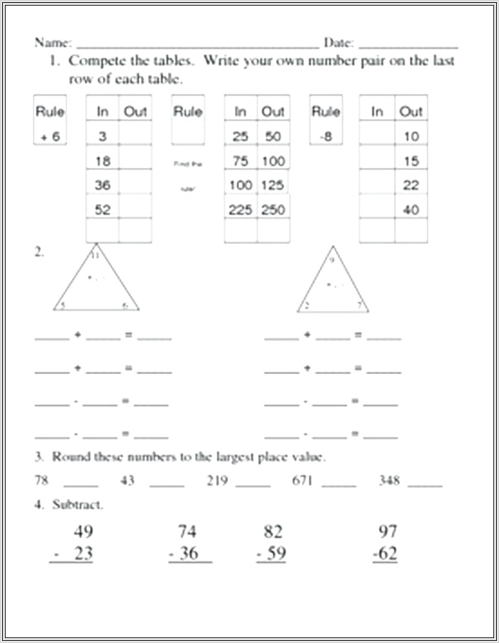 Math Worksheet In Grade 2