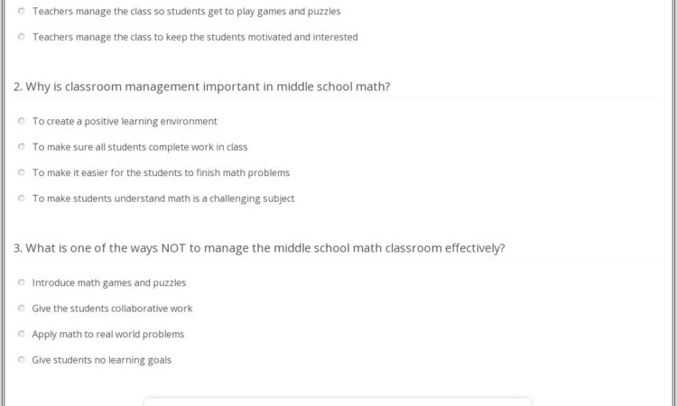 Math Worksheet Middle School