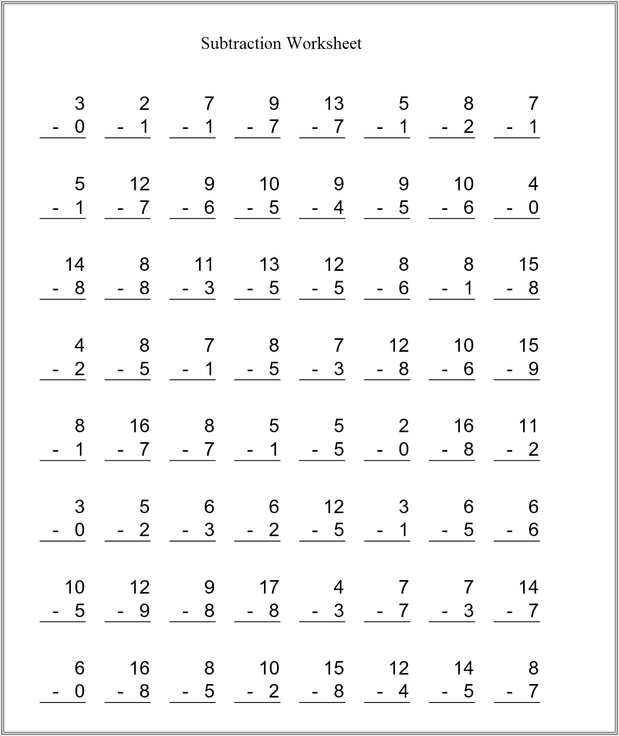 Math Worksheet Mixed Addition And Subtraction