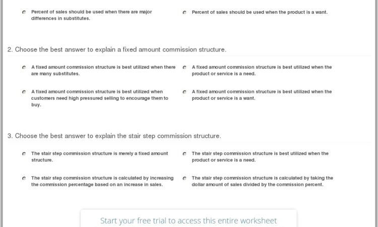 Math Worksheet On Commission