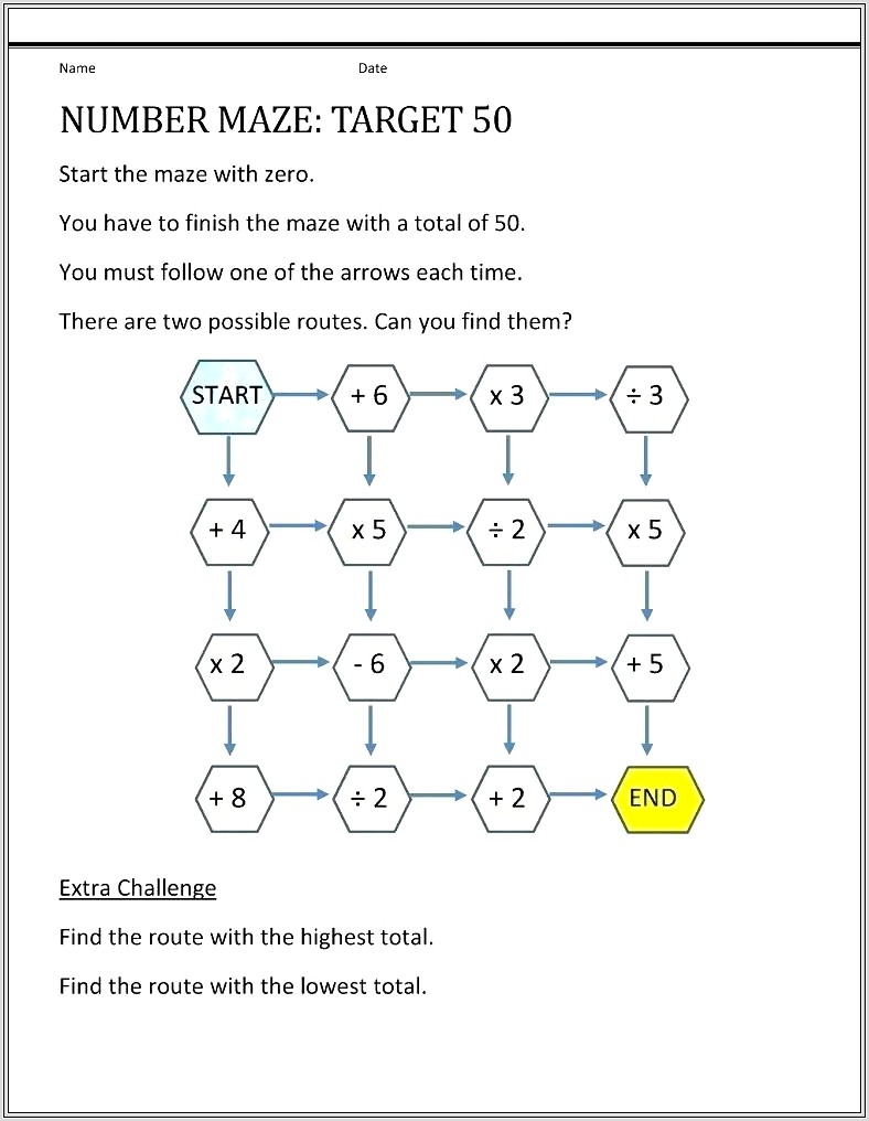 Math Worksheet Puzzles Free Printable