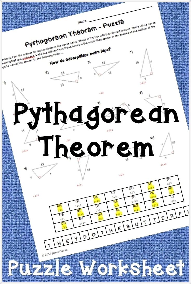 Math Worksheet Pythagorean Theorem