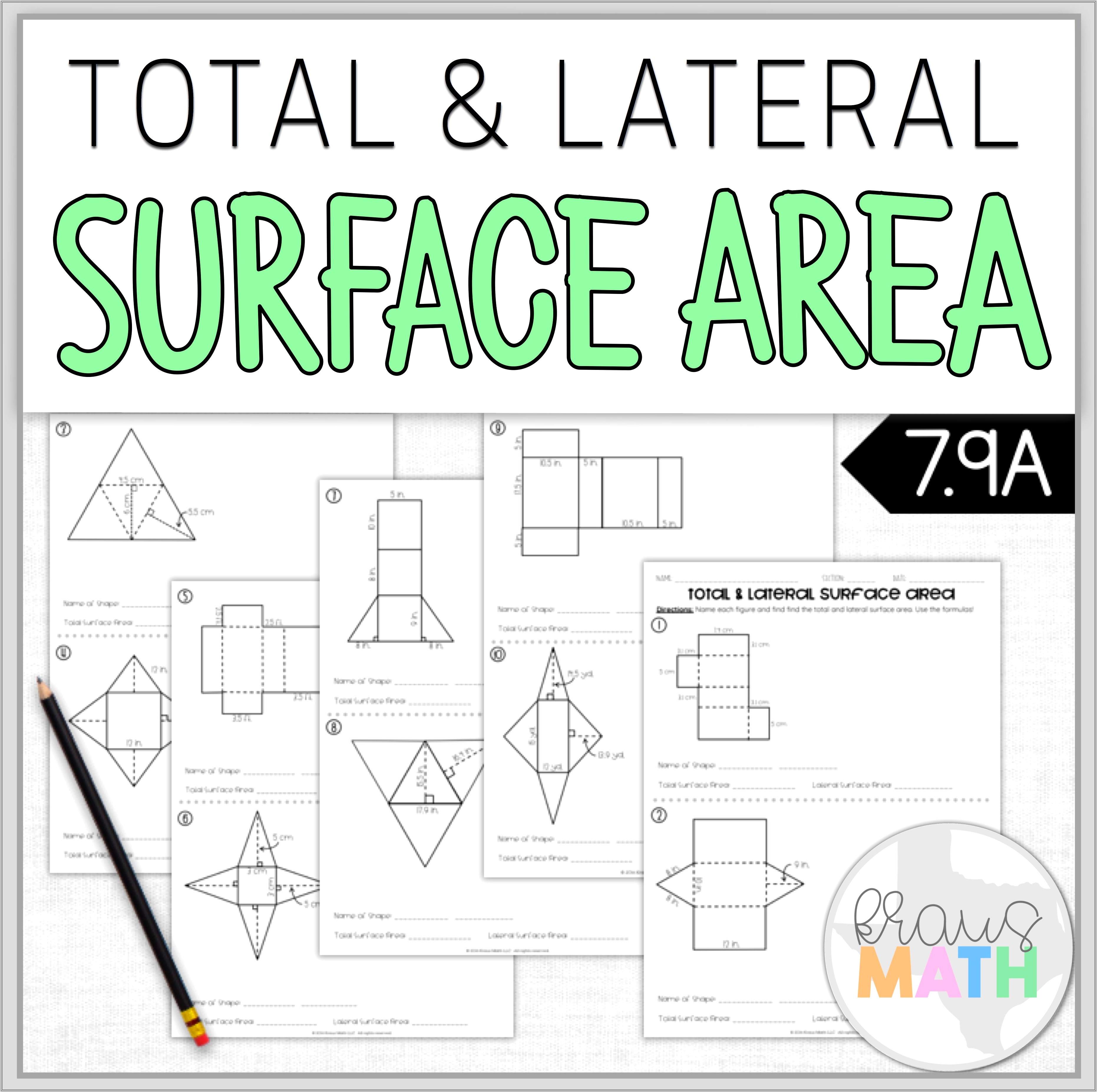 Math Worksheet Surface Area