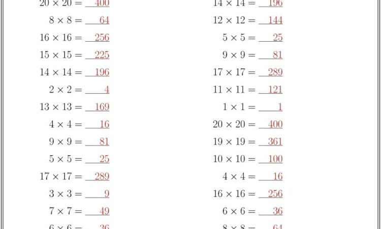 Math Worksheet Up To 20