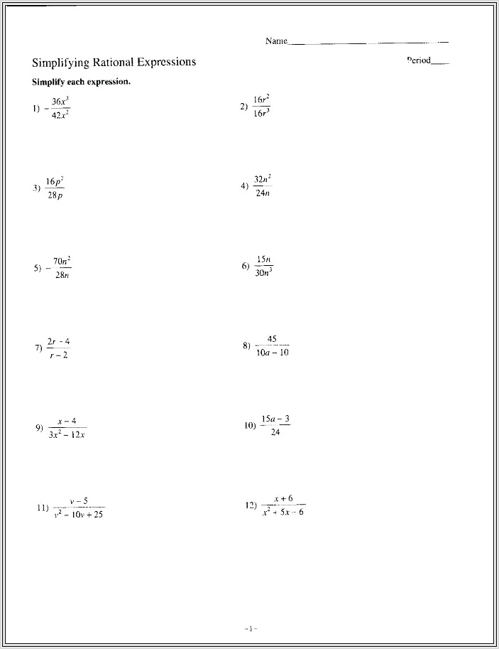 Math Worksheet With Exponents