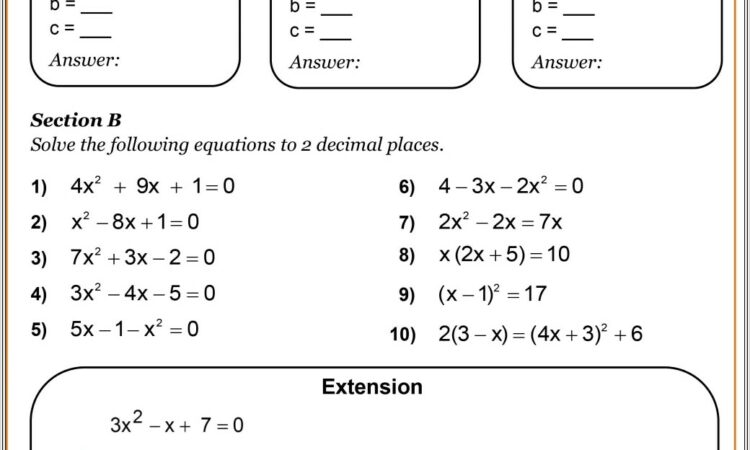 Math Worksheet Year 7