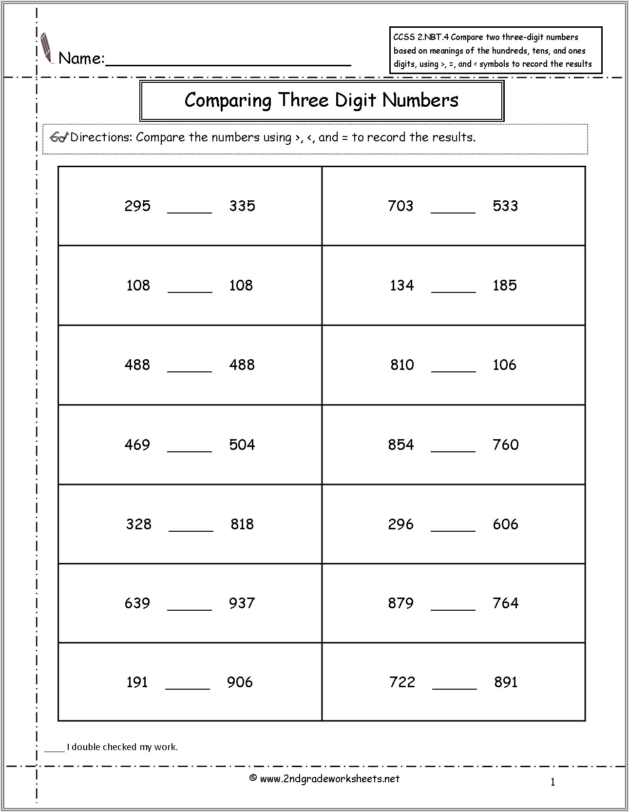 Math Worksheets 2nd Grade Common Core