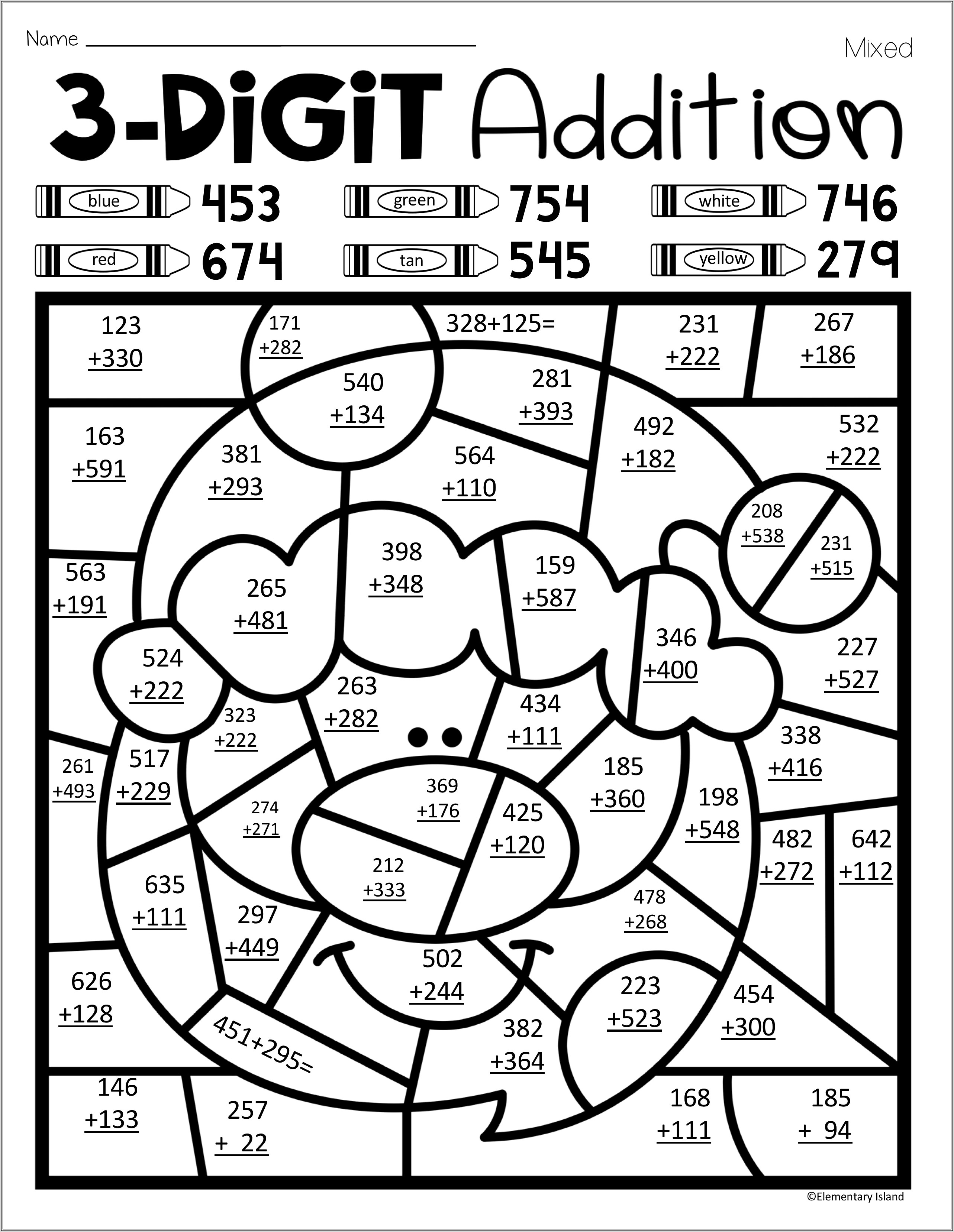 Math Worksheets 3 Number Addition