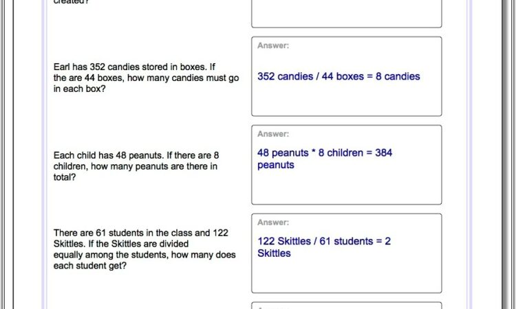 Math Worksheets 7th Grade Word Problems