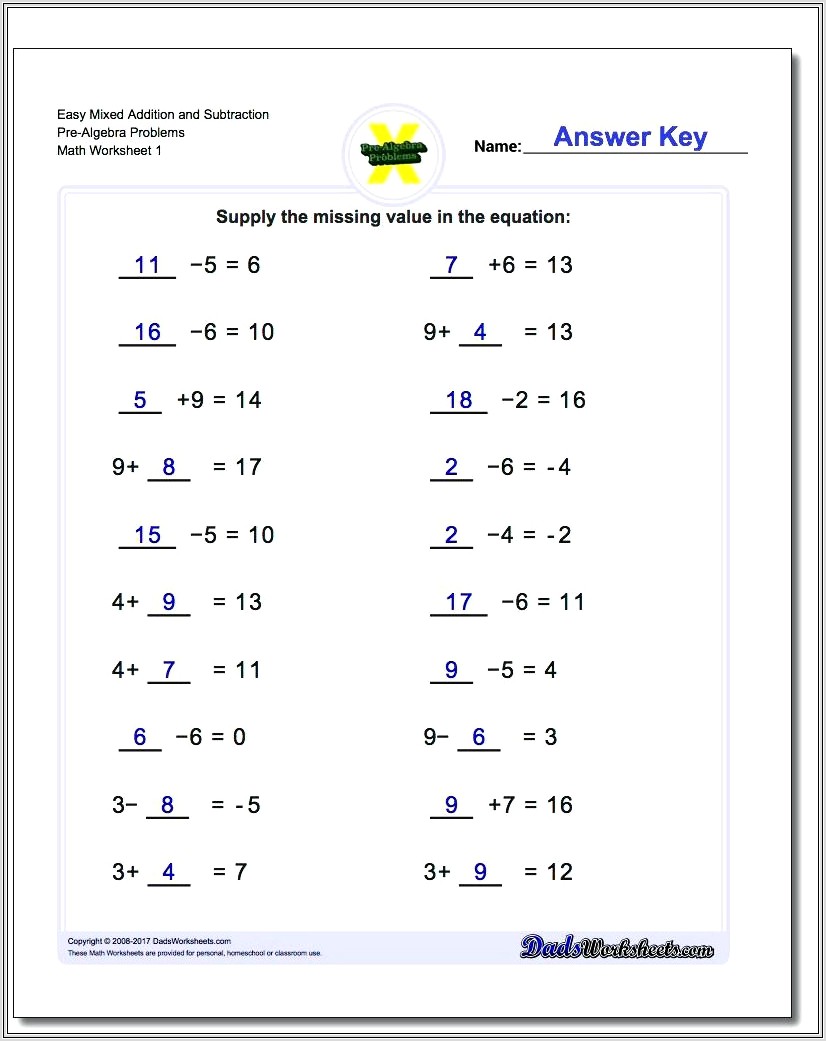 Math Worksheets Adding Whole Numbers