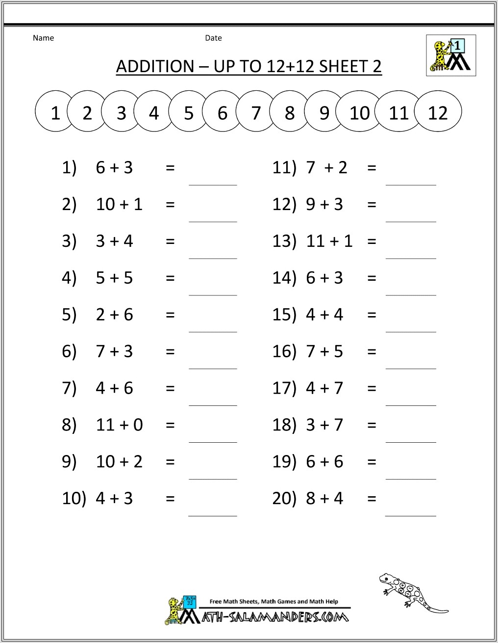 Math Worksheets Addition Grade 2