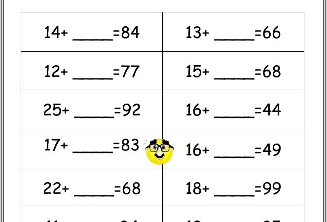 Math Worksheets Addition Missing Addends