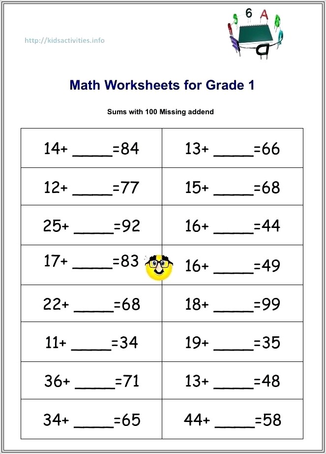 Math Worksheets Addition Missing Addends
