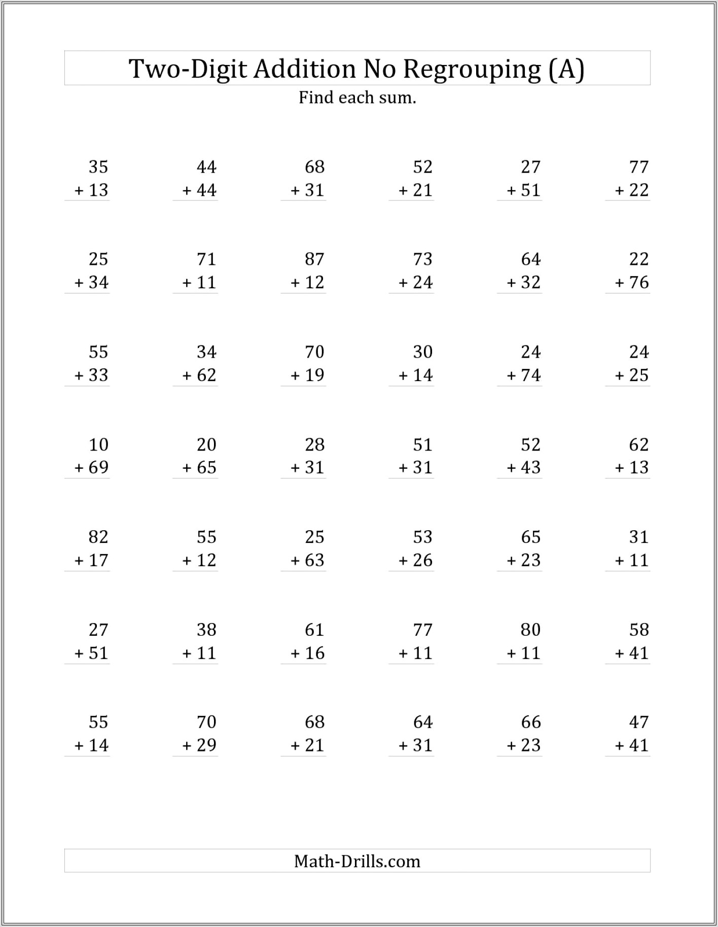Math Worksheets Addition With Regrouping 3 Digits