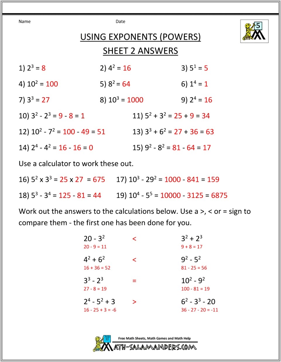 Math Worksheets And Answers For 6th Grade