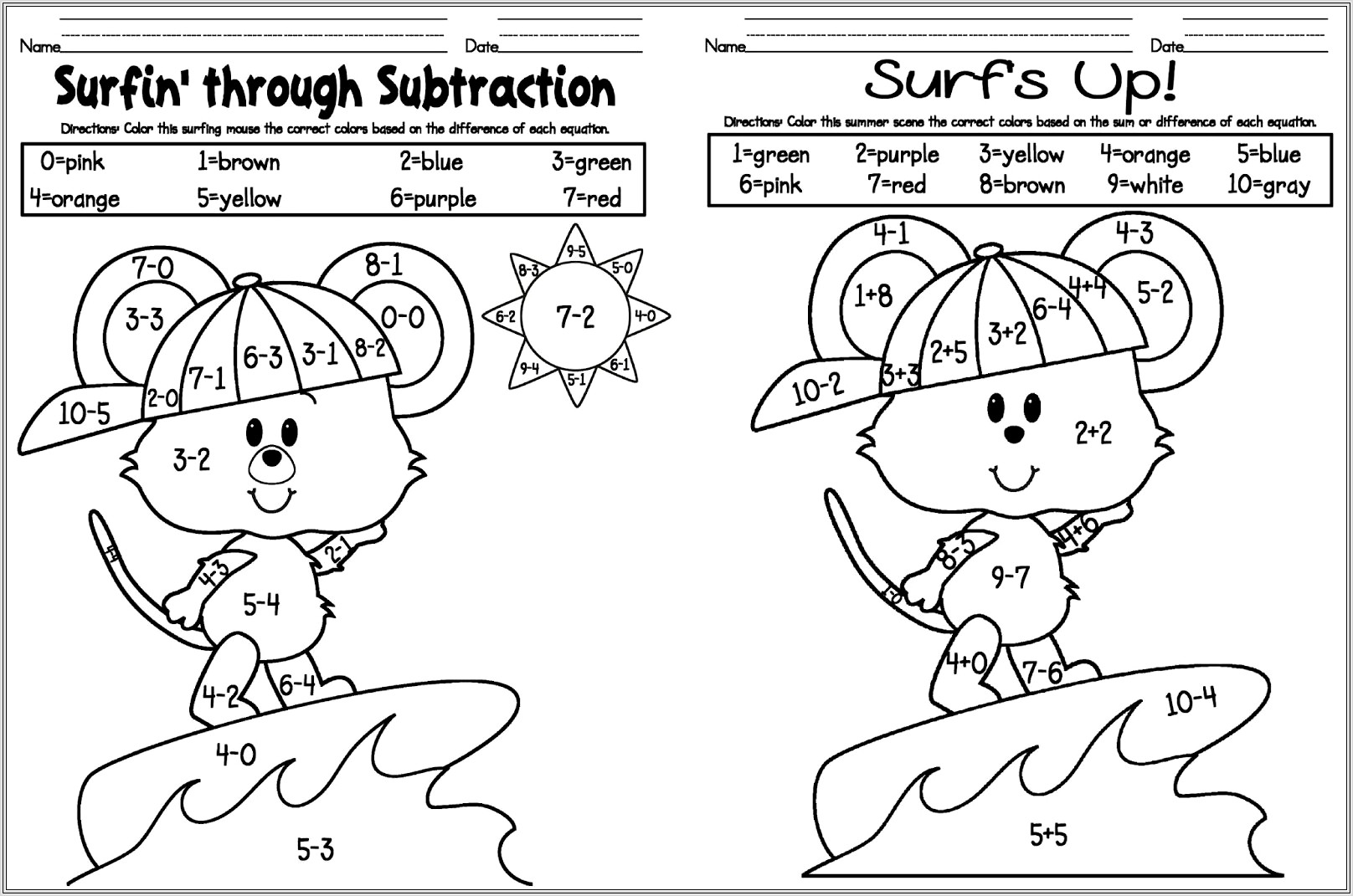 Math Worksheets And Coloring