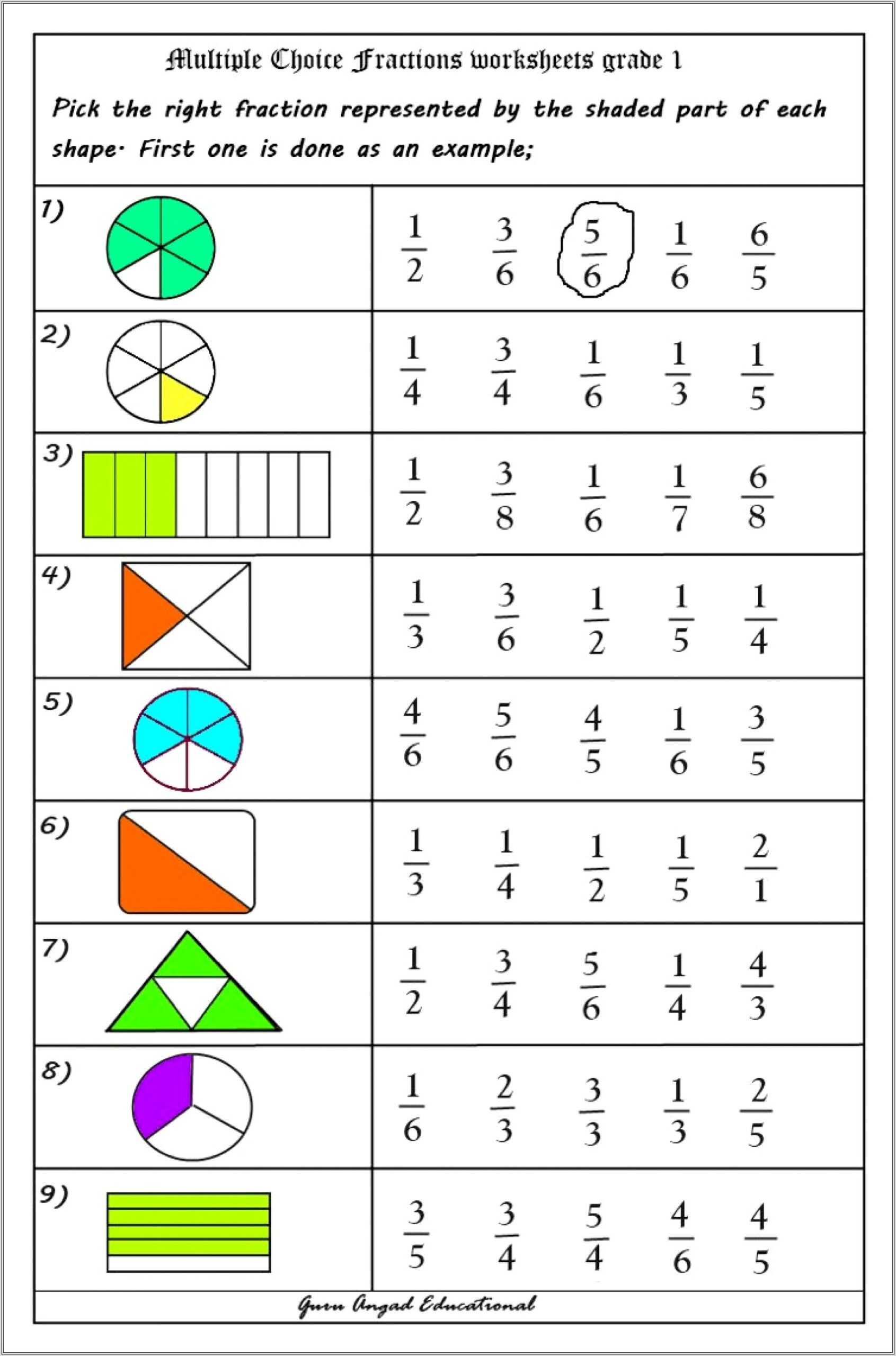 Math Worksheets For 4th Grade Equivalent Fractions