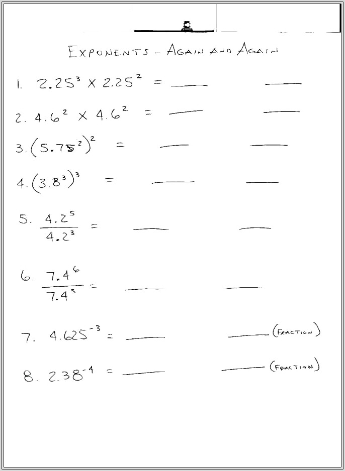 Math Worksheets For 7th Grade Exponents