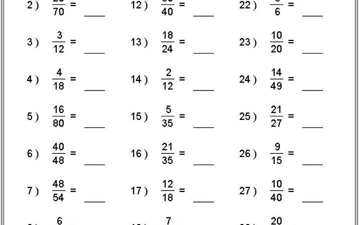 Math Worksheets For Grade 5 Fractions