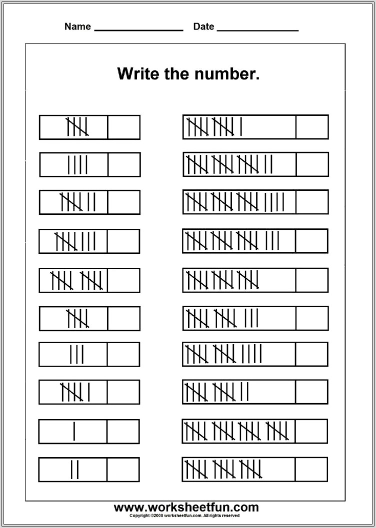 Math Worksheets Grade 1 Tally Marks