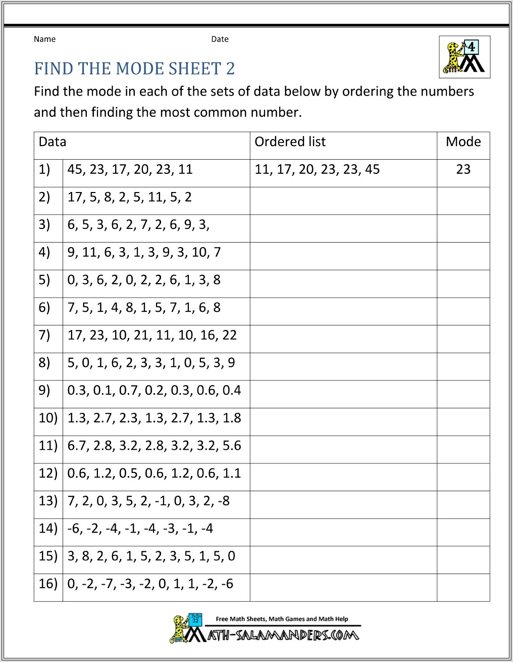 Math Worksheets Grade 4 Data Management