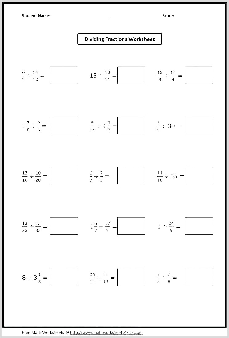 Math Worksheets Grade 5 Multiplication And Division